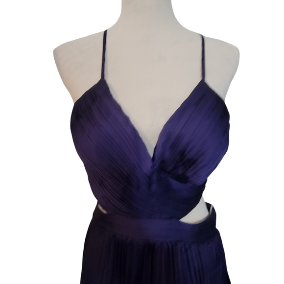 Lulus got the glam navy blue pleated cut out maxi dress womens size large - Picture 2 of 9